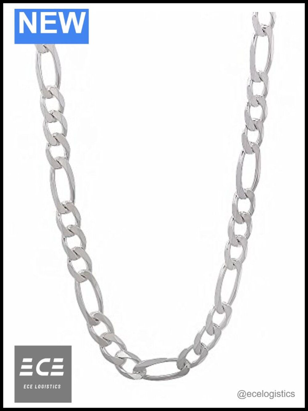 Solid 925 Sterling Silver Italian Flat Figaro Chain Necklace 30 in